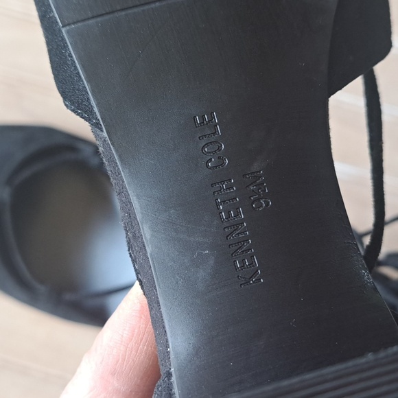 Kenneth Cole New York Tonniane Black Suede Wrap Around Ankle Lace Up Block Heel - Picture 8 of 12